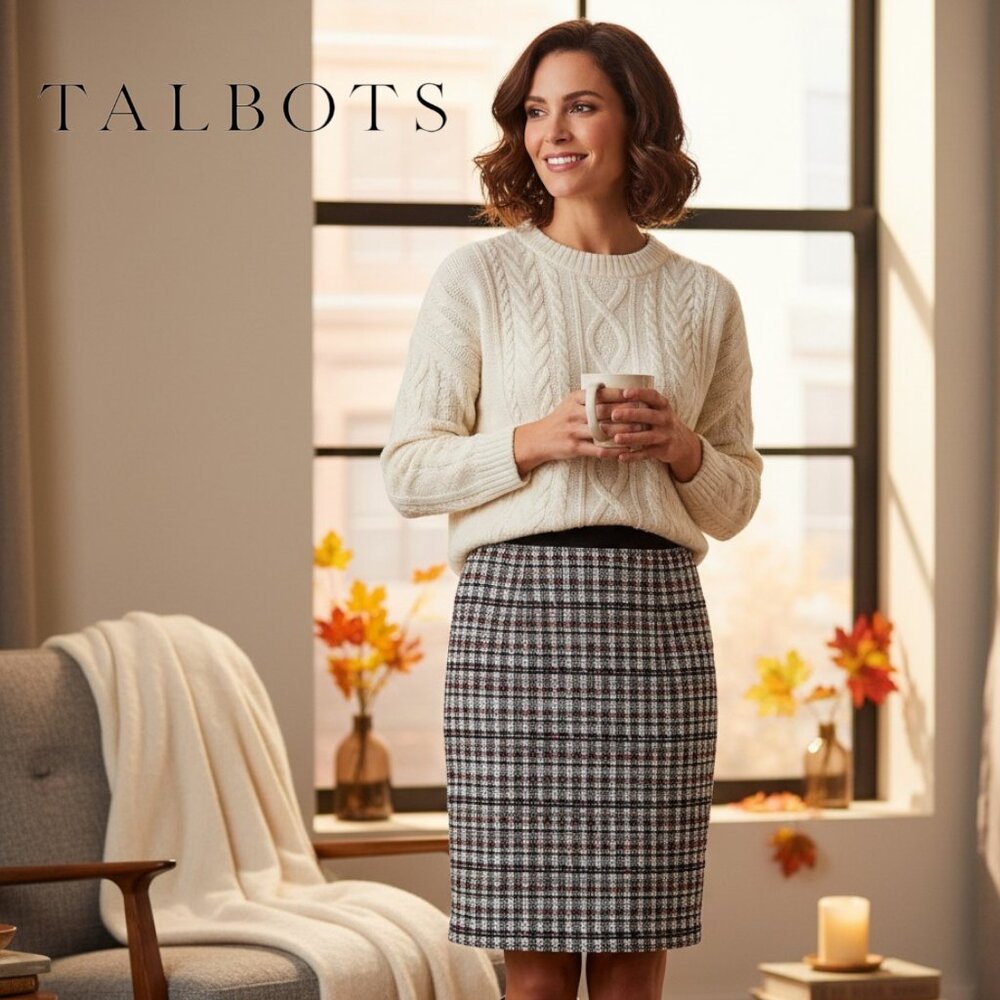 Talbots Petite Tweed Skirt 4P Bouclé Multicolor Career Office Classic